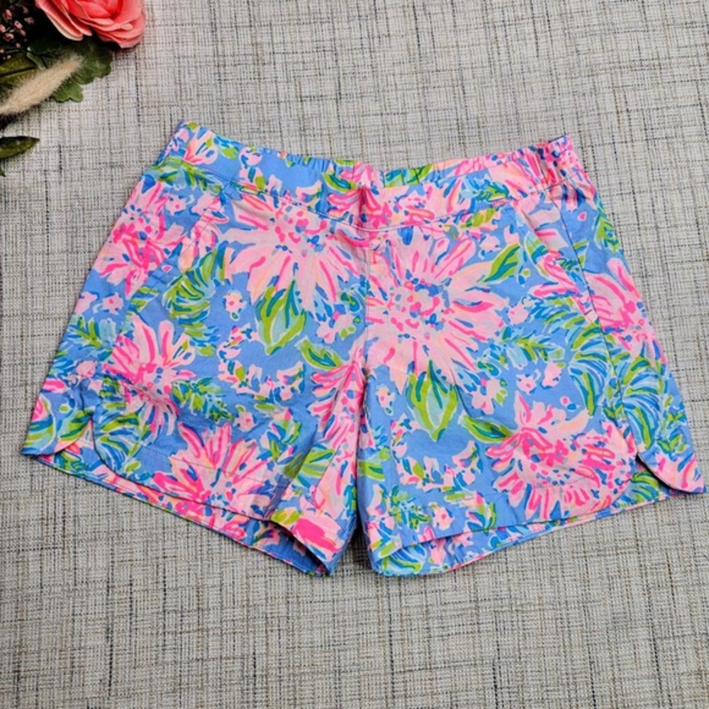 Lilly Pulitzer Ocean View Floral Shorts Casual Everyday Colorful XXS